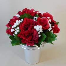 3 alternatives to artificial flowers at gravesites | if. Artificial Flowers Filled Grave Pot Red Roses And Gypsophila Memorial Flowers