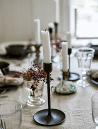 Fulltalig Candlestick Set Of 3 Black Ikea Switzerland Festive Table Setting Winter Table Decorations Candle Light Dinner