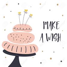 To make a birthday card, fold a piece of colorful construction paper into quarters. Happy Birthday Card Cute Poster With Birthday Cake And Candy Make A Wish Background Royalty Free Cliparts Vectors And Stock Illustration Image 127384276