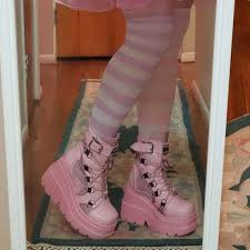 Shop our gothic boots at attitude clothing! Pastel Goth Pink Platform Boots Ankle With Silver Buckles O Etsy