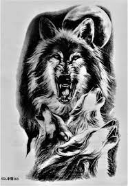 Wolf Tier Wild Jagd Mond Black And White Wolf Temporary Tattoo Stickers Tattoos