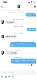 Here are 100 knock knock jokes to try on your friends and family knock, knock. Celebrate Love With These 15 Failed Tinder Conversations Know Your Meme