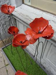 Coquelicots Pour Le Jardin Ou Vos Interieurs En Metal Peint Objet Deco Deco Murale Art Artisanat