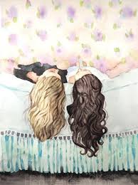 Best Friends Art Sisters Art Watercolor Painting Print Drawings Of Friends Sisters Art Bff Drawings