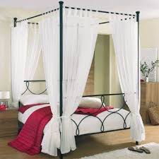 Tab Top Voile 4 Poster Bed Curtain Set Includes 8 Voile Panels And 4 Tie Backs Set In White Bed Drapes Four Poster Canopy Bed Drapes