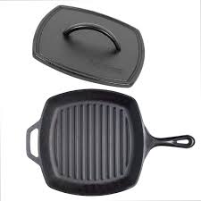 Maybe you would like to learn more about one of these? Lodge 10 5 Inch Square Cast Iron Grill Pan With Iron Flat Grill Press Buy Online In Germany At Desertcart De Productid 117601947