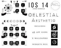Black And White Celestial Astrology Aesthetic Iphone Ios14 Etsy App Icon Google Phones Ios Icon