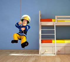 Full Colour Fireman Sam Wall Sticker Decal Mural Graphic 2 Sizes Boys Bedroom Ebay Fireman Room Nursery Vinyl Fireman Sam