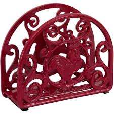 A napkin holder can be made from virtually any solid material and is built so that the napkins do not slip from its hold, either. Better Homes And Gardens Red Rooster Cast Iron Napkin Holder Walmart Com Walmart Com