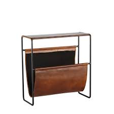Black Metal And Leather Magazine Rack Said Maisons Du Monde Schwarzes Metall Haus Zubehor Beistelltisch Metall