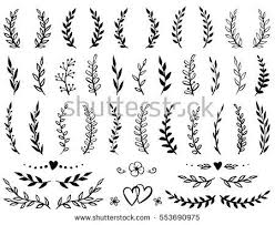 Vintage Set Of Hand Drawn Tree Branches With Leaves And Flowers On White Background How To Draw Hands Vine Drawing Drawings