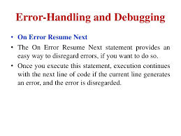 error handling and debugging in vb