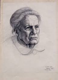 Nona Teresa, 1990, charcoal and graphite