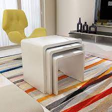 Uenjoy Nest Of Tables White Gloss Coffee Table Side Table Living Room Amazon Co Uk Ki Living Room Side Table White Coffee Table Living Room Living Room Table