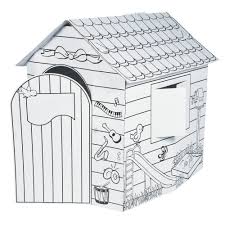 Color Your Own Playhouse Cardboard Playhouse Play Houses Crafts For Kids