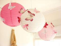 30 Butterflies 3 Lanterns Paper Art Hanging 3d Pink Etsy Girly Decor Butterfly Room Paper Lanterns