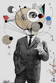 Closeup thinking man marble statue against blue sky. The Thinking Man Collage By Loui Jover Saatchi Art