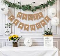 Happy Birthday Banner Prestrung Rustic Burlap Happy Birthday Banner -  Pre-Strung Swallowtail Flags For Party Decor Burlap Birthday Banner
