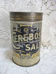 Early Cerebos Table Salt Advertising Tin Container Sold Vintage Tins Vintage Pantry Tin Containers