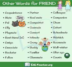 Synonyms For Friend 30 Friend Synonyms You Should Be Using Esl Teachers Learn English Words Adjective Words Learn English Vocabulary