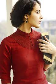 Linen Tunic In Deep Rich Red Spells Sophistication Kurti Neck Designs Kurta Neck Design Fashion