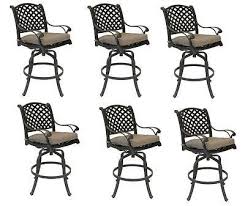 Set Of 6 Outdoor Patio Bar Stools Furniture Nassau Swivel Cast Aluminum Barstool Outdoor Patio Bar Backyard Patio Furniture Aluminum Patio Furniture