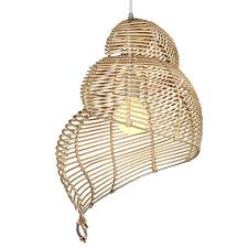 Natural Wicker Rattan Shade Snail Pendant Light By Artisan Living In 2020 Rattan Shades Rattan Light Fixture Pendant Light