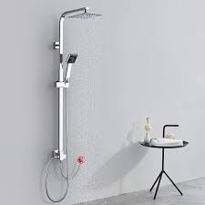 Check spelling or type a new query. Bonade Chrome Shower System Without Mixer Tap Wall Mounted Shower Kit With Square 8 Inch Rainfall Shower Head Handheld Shower Adjustable Slide Bar And G 1 2 Shower Hoses Buy Online In Angola