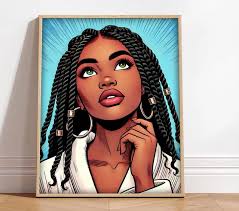 Dope Black Woman Pop Art African American Wall Decor Melanin Art for  Bedroom & Home Afro Female Pop Art Design Art for Home Decor and Room