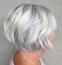 The short, textured bob has tons of waves to play with. 20 Short Silver Hairstyles Short Hairstyles Haircuts 2019 2020