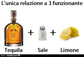 Un altro metodo è quello di leccare prima il collo di un partner e mettergli il sale, poi una fetta di limone all'inverso in bocca e in sequenza leccare il sale dal collo del partner, scolarsi la tequila e poi languidamente prendersi la fetta di limone. L Unica Relazione A 3 Funzionante Tequila Sale Limone Facciabuco Com