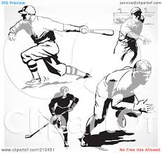 Black And White Baseball Clipart Free Royalty Free Rf Clipart Illustration Of A Digital Collage Of Digital Collage Sports Themed Room Illustration