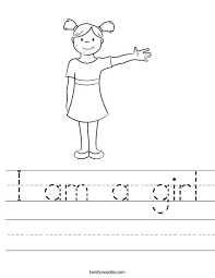 I Am A Girl Worksheet Twisty Noodle School Worksheets Color Worksheets Worksheets