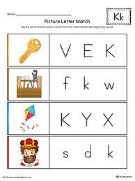 Picture Letter Match Letter K Worksheet Color Picture Letters Kindergarten Worksheets Letter Matching
