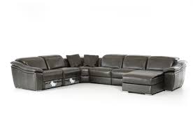 Large and big size sofas. Divani Casa Jasper Modern Dark Grey Leather Sectional Sofa