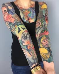 Black And White Sleeve Tattoo With Colour Coloured Both Arms Chest Tattoos Half Sleeve Tattoos For Men Black Top Jeans In 2020 Tattoos For Guys Half Sleeve Tattoo Tattoo Sleeve Designs