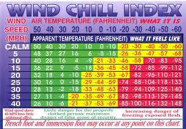 Cold Weather Injuries Wind Chill Chart Card Weather Cold