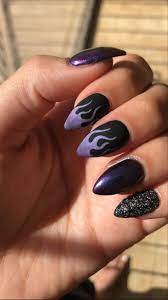 Flame Nails Nails Purple Nails Black Nails