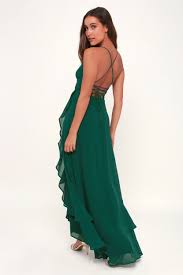 In Love Forever Emerald Green Lace Up High Low Maxi Dress In 2020 High Low Maxi Dress Green Dress Casual Guest Dresses
