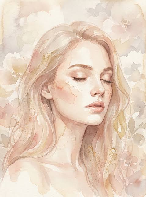 Ethereal Cream Floral Watercolor Portrait