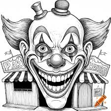 Scary Black and White Clown Smiling ...