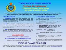 Was formed on 2 june 1958 as the royal federation of malaya air force (tentera udara diraja persekutuan). Pengambilan Pegawai Kadet Graduan 1 2018 Pengambilan Perajurit Muda Di Tentera Diraja Malaysia Julai Ogos 2017 Appjawatan Malaysia