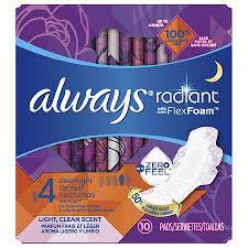 Always Flexfoam Pads For Women Overnight Absorbency With Wings Scented Size 4 Sanitary Pads Always Pads Scent