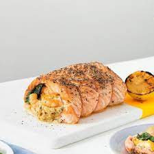 Find more recipe inspiration at . M S Salmon Haddock King Prawn Three Fish Roast Ocado