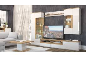 Traumhafte anbauwand die ihr wohnzimmer mit flair und behaglichkeit durchflutet! Wohnwand Toskano In Hochglanz Weiss Eiche 5 Teilig Ebay