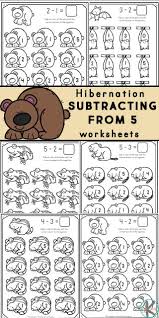 Free Hibernating Animals Subtraction Within 5 Worksheets