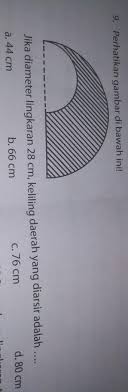 Jika Diameter Lingkaran 28 Cm Keliling Daerah Yang Diarsir Adalah Brainly Co Id