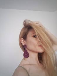 Buy Purple Leather Earrings, Oversized Burgundy Plum Dangles, Teardrop  Embossed Crocodile Pattern, Up-cycled Leather Jewelry, Long Magenta Drops  Online in India