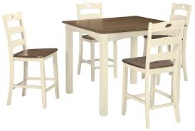 Includes rectangular bar table with fire pit and 4 bar stools with cushions. D335223 Ashley Furniture Signature Design By Ashley Woodanville Counter Height Dining Table And Bar Stools Set Of 5 White Cullen S Home Center