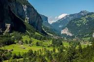 Swiss Landscape, Lauterbrunnen Mountain Valley, Staubbach Falls ...